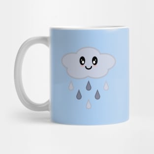 Kawaii Cute Happy Rain Cloud in Light Blue Mug